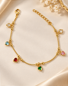PULSEIRA MISTA MELINDROSA E ZIRCONIAS COLORIDAS CO