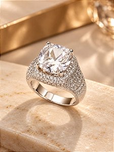 ANEL ESTILO MINDINHO QUADRADO ZIRC 10MM PLATINA SU