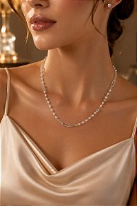 CHOKER PEROLAS E ELOS RETANG LONGOS DIAMANT