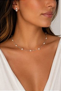 CHOKER MELINDR E PING INTERC CORAÇÃO EM PEROLA