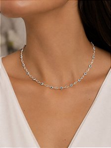 CHOKER ELOS FOLHA DIAMANTADOS E OLHO GREGO NAS SEQ