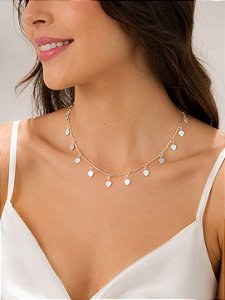 CHOKER CIGANINHA COM CORAÇÕES CHAPINHA PENDENTE
