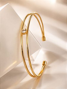 BRACELETE ARO DUPLO COM PONTO LUZ CENTRAL