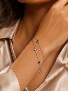 PULSEIRA FEMENINA DUPLA MELINDROSA E ESFERAS COLOR