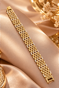 BRACELETE MALHA C DETALHES CRAV DE ZIRC