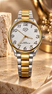 RELOGIO DHP MISTO DOURADO E PRATA