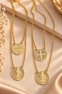 COLAR ESCAPULARIO AÇO MEDALHA SÃ0 BENTO