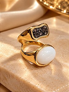 ANEL ARO DUPLO COM PEDRA NATURAL ABALONE N16