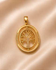 MEDALHÃO ARVORE DA VIDA COM GIRO 180º COM ZIRC E R