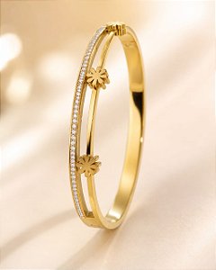 BRACELETE DUAS LINHAS UMA CRAVEJADA E A OUTRA C/ F