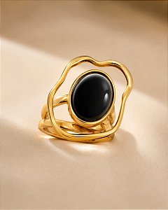 ANEL DUPLO COM PEDRA NATURAL HEMATITA