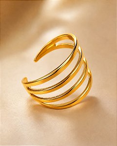 ANEL 4 LINHAS REGULAVEL AÇO DOURADO