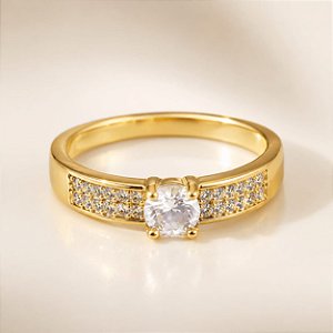 ANEL PONTO DE LUZ C/ 2 LINHAS CRAVEJADAS DE ZIRCON