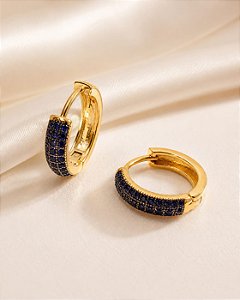 ARGOLA CLIC CRAVEJADA DE ZIRCONIA AZUL