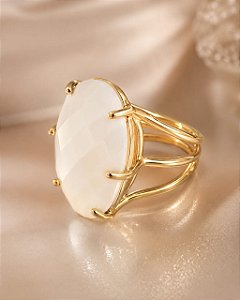ANEL PEDRA QUARTZITO BRANCO ABSOLUTO COM GARRAS