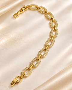 PULSEIRA ELOS RETANGULARES CRAVEJADOS DE ZIRCONIA