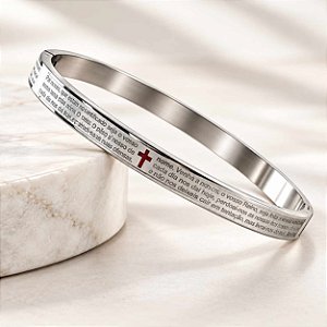 BRACELETE LARGO PAI NOSSO AÇO