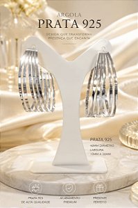 BRINCO ARGOLA LINHAS COM TEXTURA PRATA