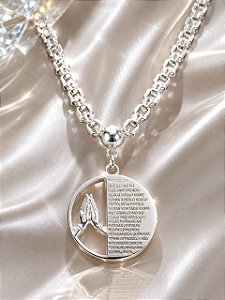 COLAR  TIJOLINHO + PING MEDALHÃO  ORAÇÃO E M