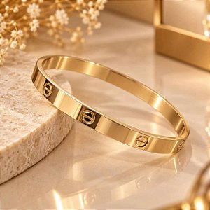 BRACELETE AÇO DOURADO ARO LISO