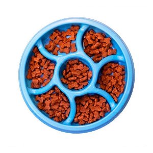 Comedouro Lento Cães Design Roda Azul Único