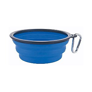 Tigela Plastica Retratil Azul Grande