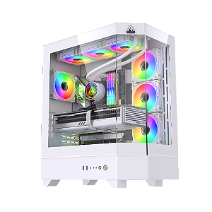 Gabinete Gamer Ryvel Thrym White 10x Fans ARGB RY-GB-TM-WT