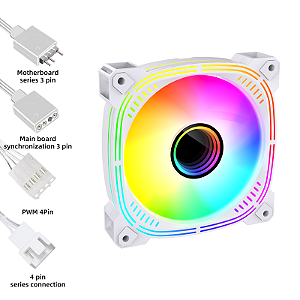 Cooler Fan Gamer Ryvel 120mm ARGB 5V Blanc Branco