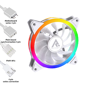 Cooler Fan Gamer Ryvel 120mm ARGB 5V Luna Branco