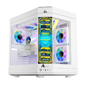 Gabinete Gamer Ryvel Cube Screen White RY-GB-CBS-WT