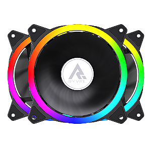 Kit 3 Fans Gamer Ryvel Luna Black 120mm ARGB com Controladora e Controle – RY-FN-LN-BL