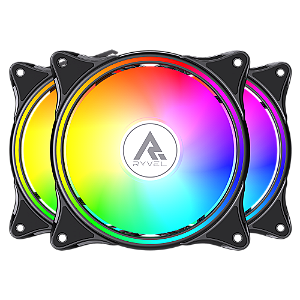 Kit 3 Fans Gamer Ryvel Lycan Black 120mm ARGB com Controladora e Controle – RY-FN-LY-BL