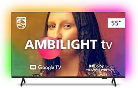 Smart TV Philips 55" 4K UHD LED 55PUG7908/78, Ambilight Preta Mate