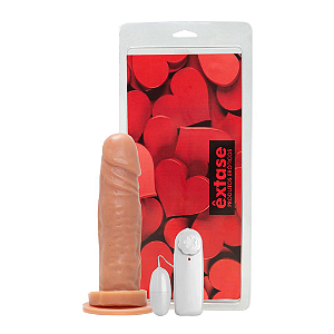Pênis em Silicone com Vibrador e Ventosa VVN10 - 17,5 x 4,2cm