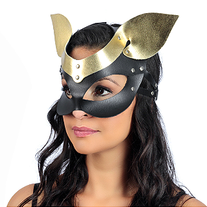 Máscara Mulher Gato com Orelhas Gold
