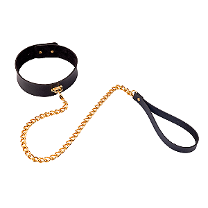 Coleira Domme Gold com Guia em Corrente