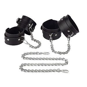 Kit Restritor com Algemas e Tornozeleiras + Corrente de 60cm
