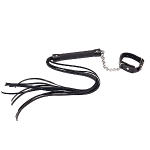 Chicote Flogger Pro com Tiras de 50cm + Bracelete Ajustável