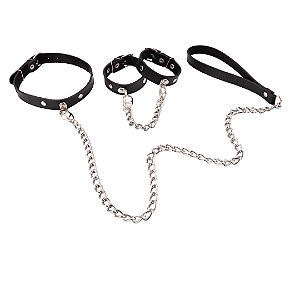 Kit Gargantilha + Bracelete com Corrente Guia de 50cm