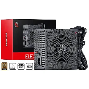 FONTE ATX 650W PCYES ELECTRO PFC ATIVO 80 PLUS BRONZE ELECV2PTO650W PRETO