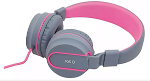 Fone De Ouvido Com Microfone Neon Rosa Acolchoado Newex Cor Rosa/Cinza