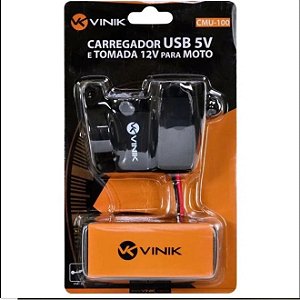 Carregador USB 5v e Tomada 12v Para Moto - Vinik