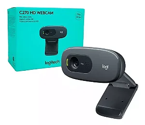 Webcam Logitech C270, Resolução Hd 720p/30fps, Microfone Cor Cinza-escuro