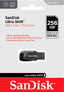 Pendrive SanDisk Ultra Shift pendrive preto 3.2  256GB