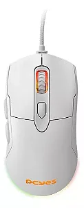 Mouse Gamer Pcyes Malus White Ghost 12400 Dpi Rgb 6 Botões