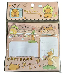 Kit Bloco de Notas Adesivo Capivara Capybara Colorido
