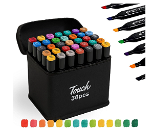 Kit Canetas Touch Duas Pontas Com Estojo | Touch tipo Bobbie Goods 36 Cores