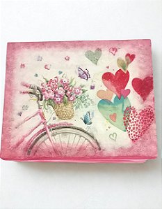 Caixa de Decoupage  - Bicicleta e Corações Aves por Débora Artes