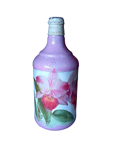 Garrafa decorada  - Orquídea por Débora Artes