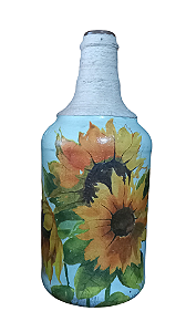 Garrafa decorada  - Girassol por Débora Artes